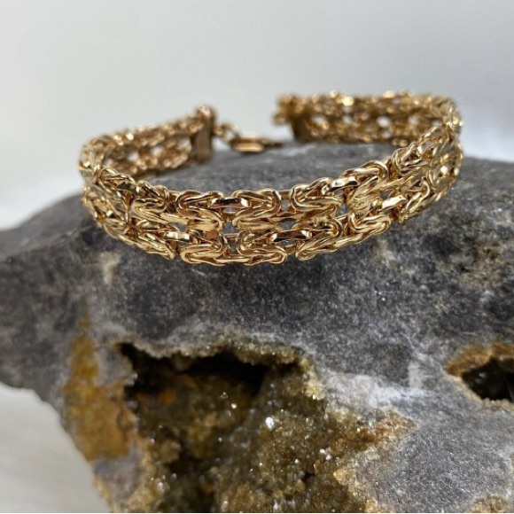 Vermeil Over Sterling Silver Woven Link Bracelet 6.25